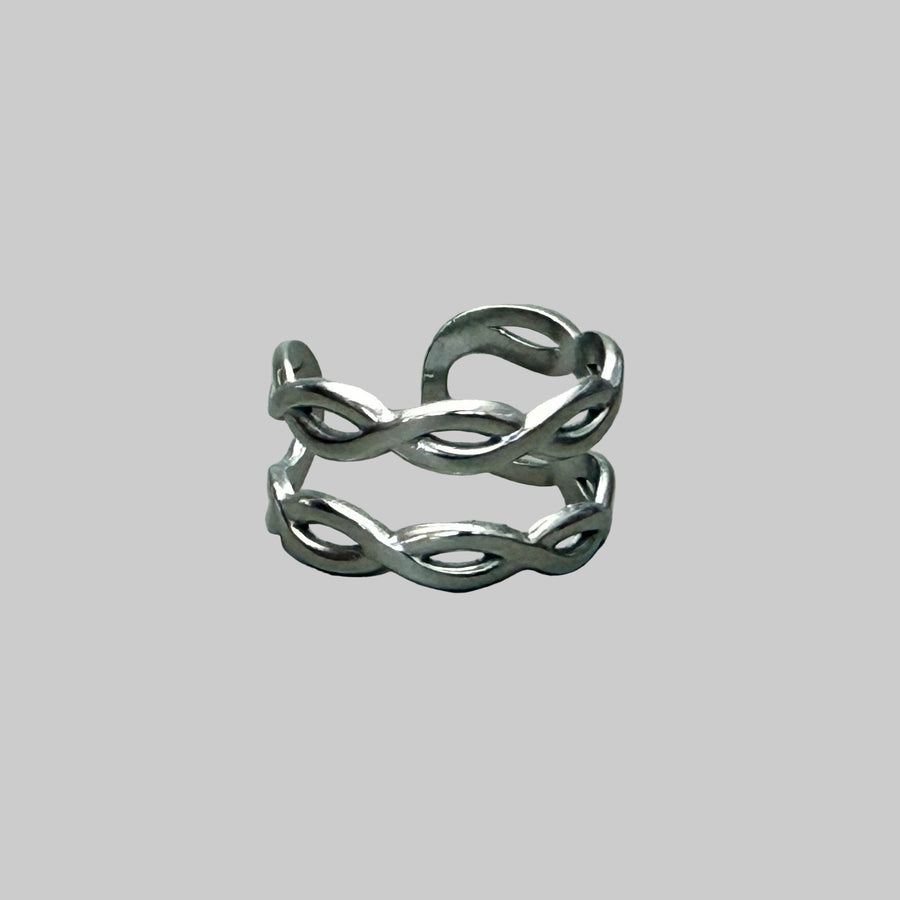 Silver Wave Link Ring