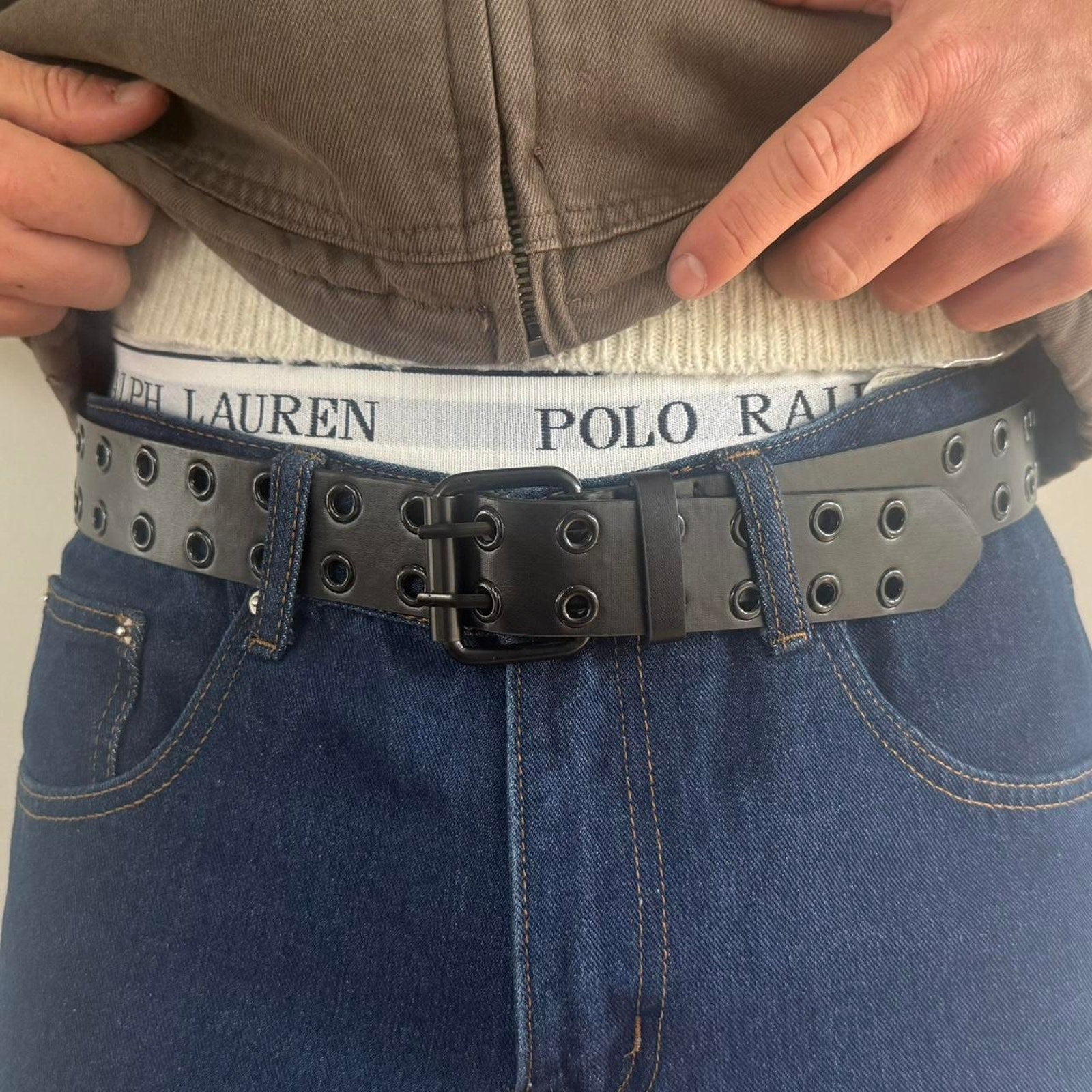 Black Double Grommet Belt