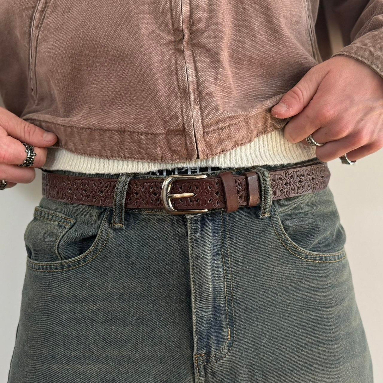 Brown Tooled Belt - Rynor