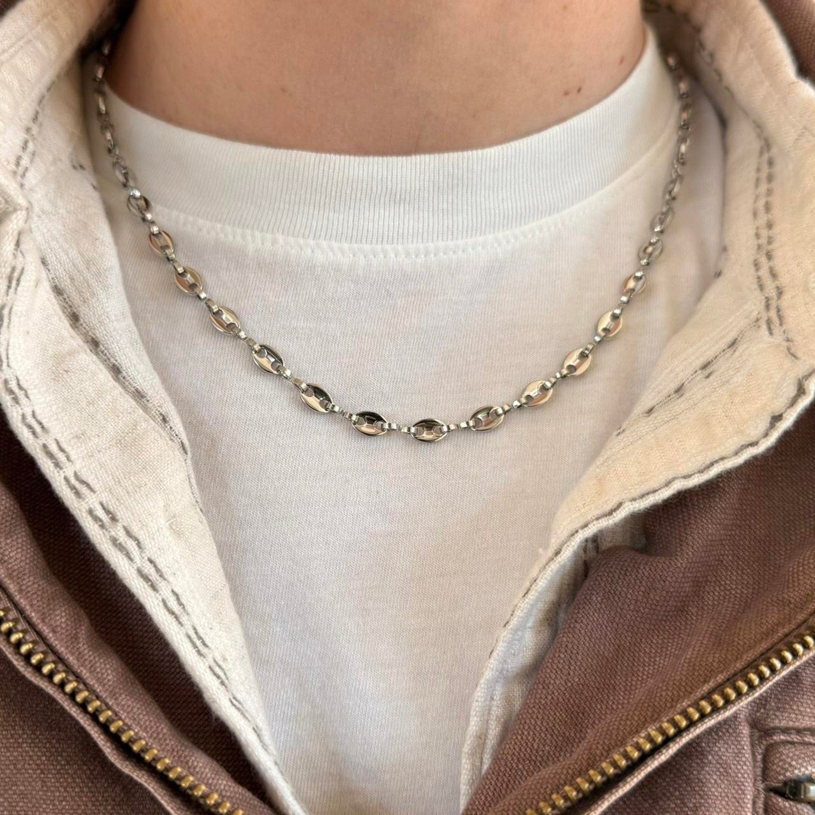 Silver Beaded Chain Necklace