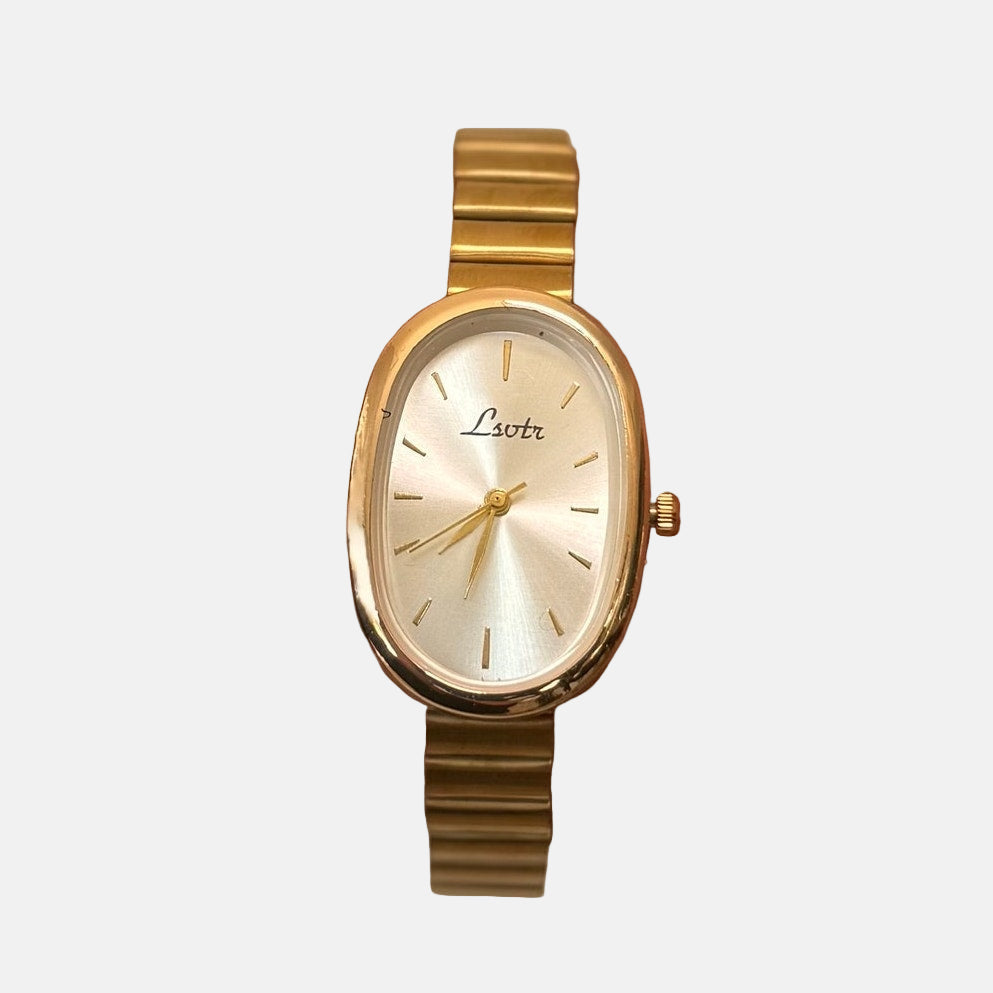 Gold Oval Quartz Watch