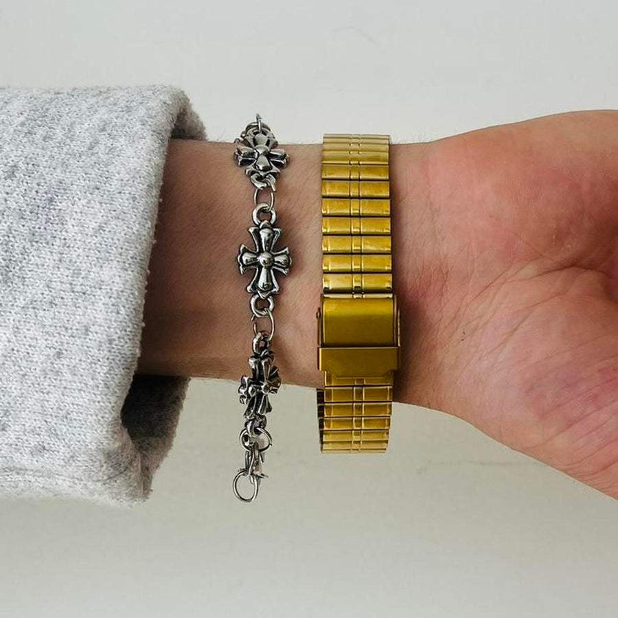 Copied - Y2K 2000s Gold Rectangle Quartz Watch Unisex Luxury Style 8.5” New
