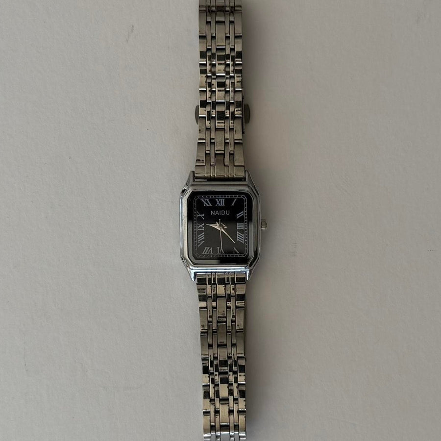 Square Black Dial Watch