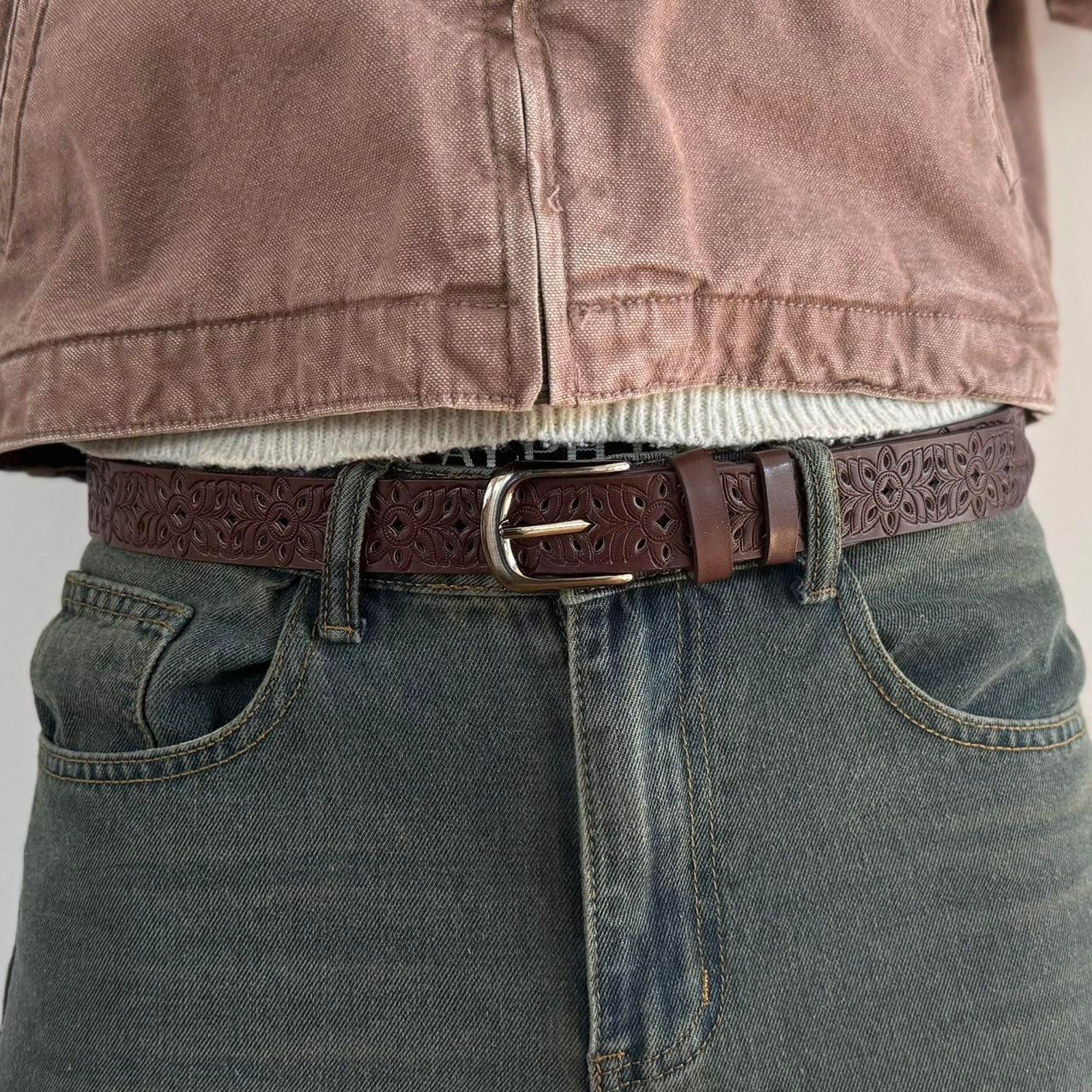 Brown Tooled Belt
