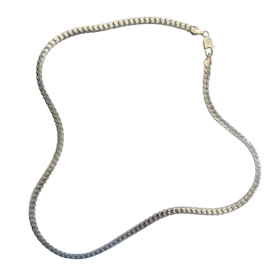 Silver Herringbone Chain Necklace