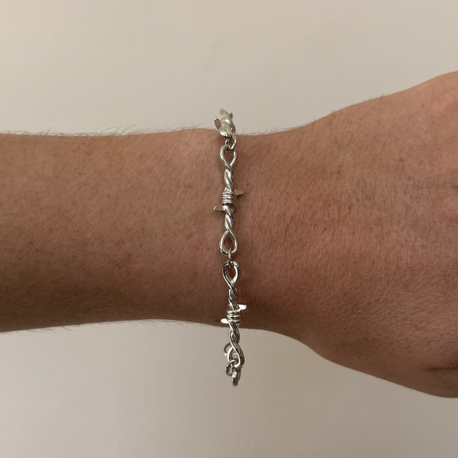 Silver Barbed Wire Bracelet