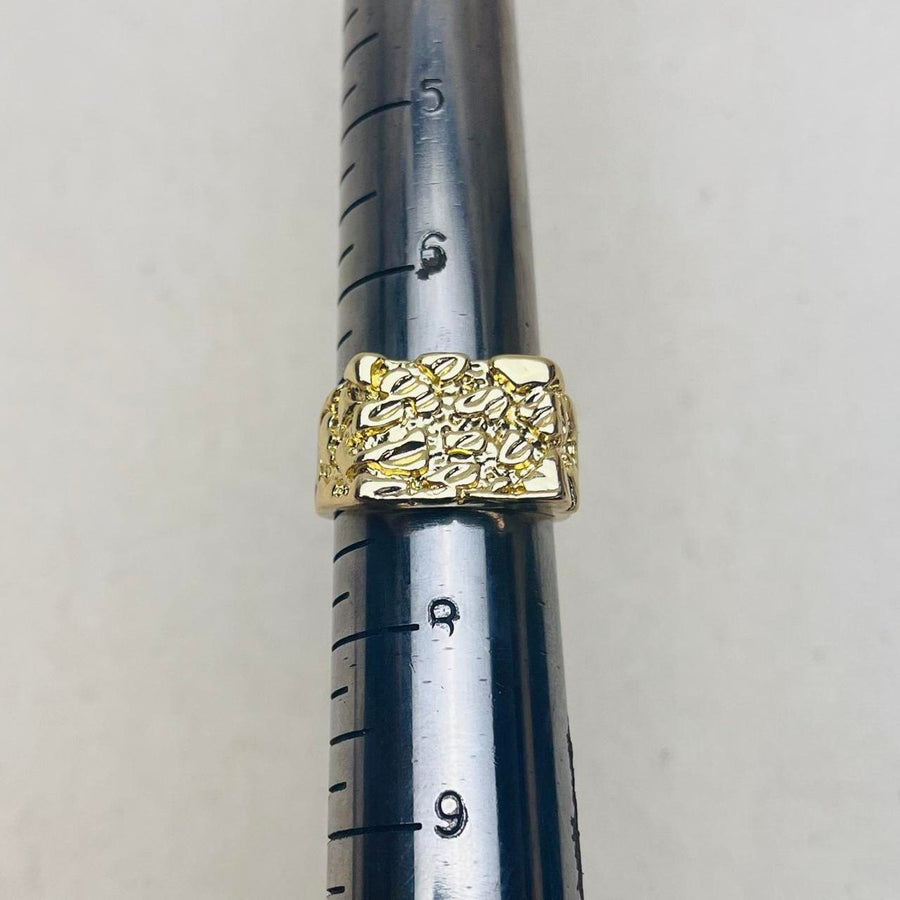 Gold Textured Block Ring