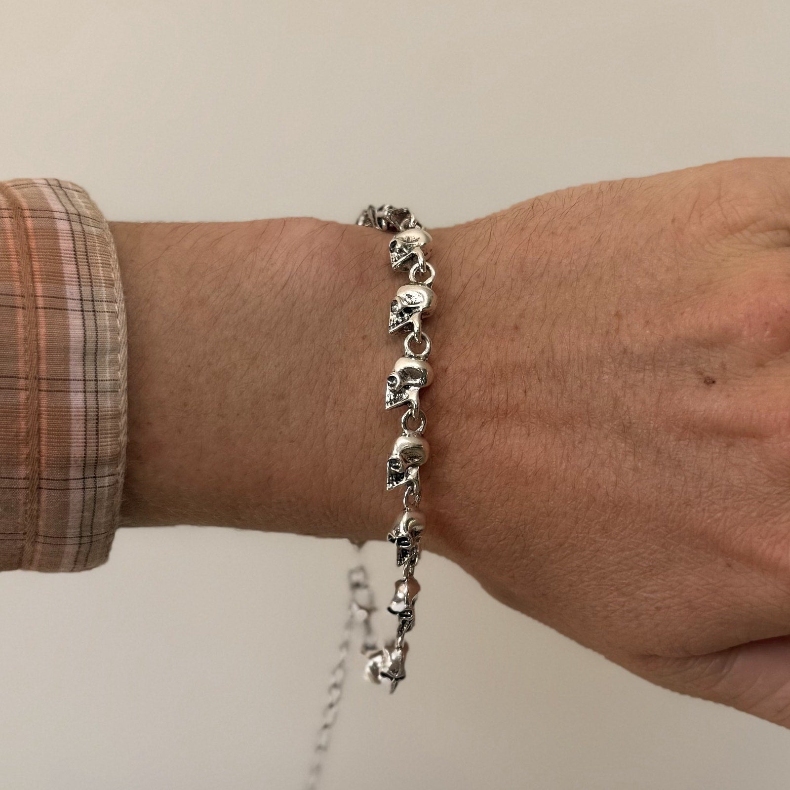 Silver Skull Link Bracelet