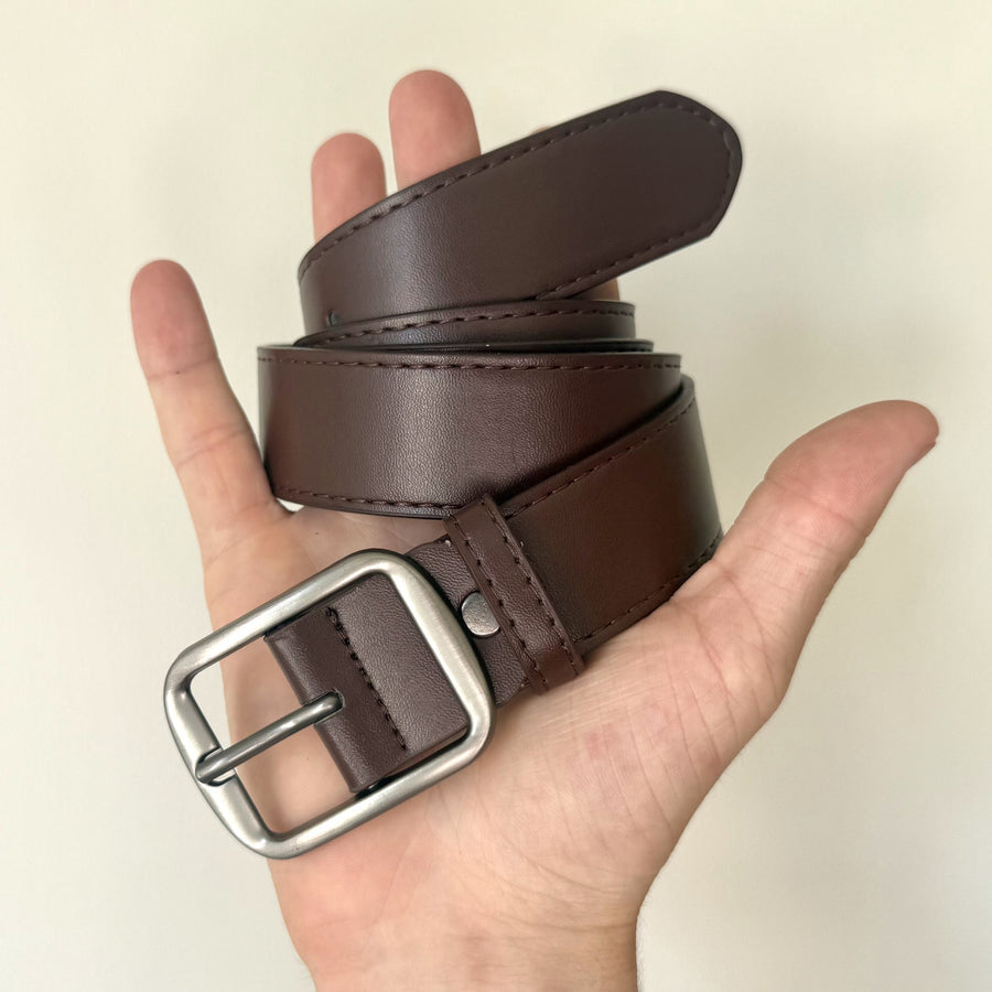 Brown Chrome Buckle Belt