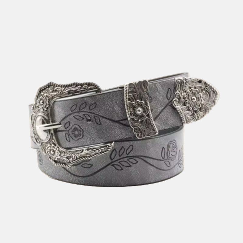 Gray Tooled Western Belt - Rynor