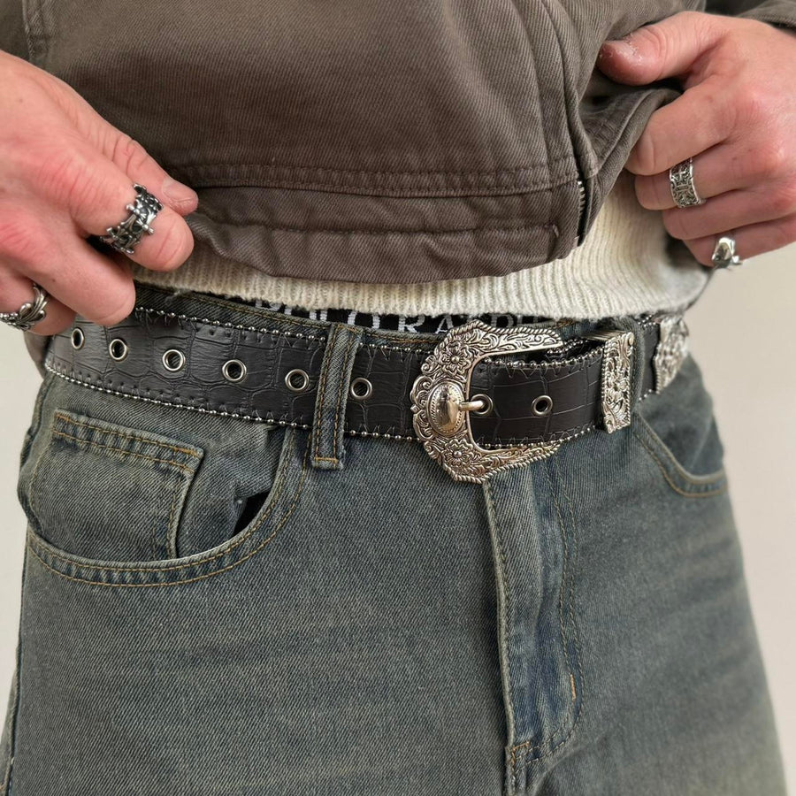 Black Western Buckle Belt
