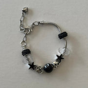 Silver Black Charm Bracelet