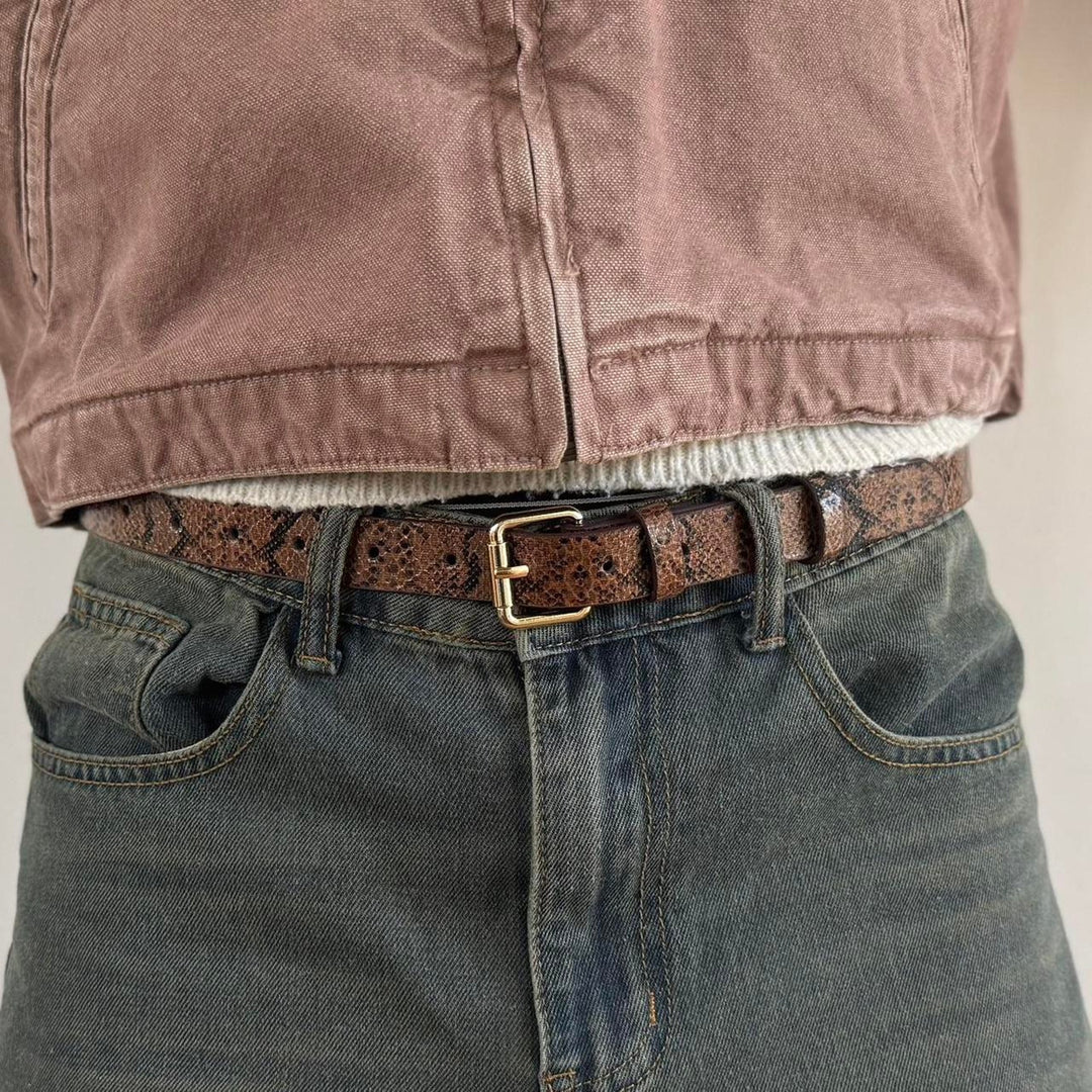 Brown Snakeskin Print Belt - Rynor