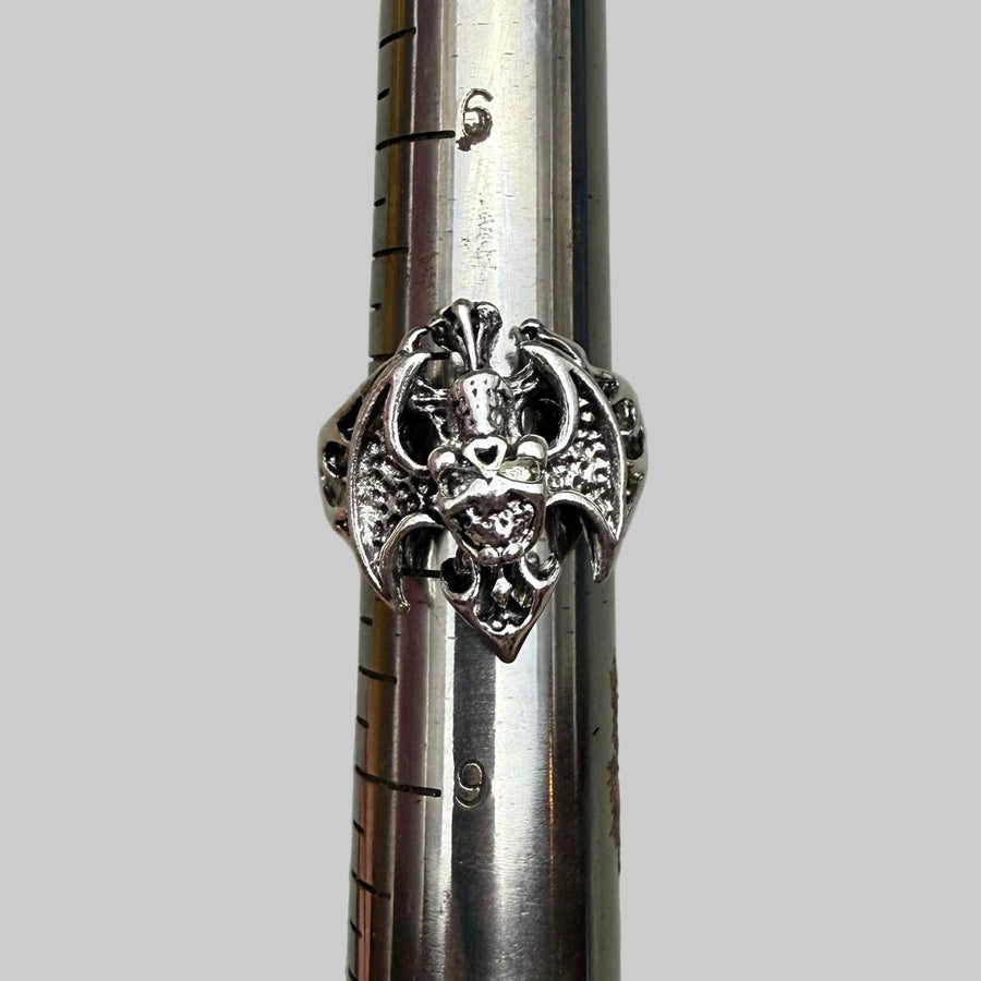 Silver Winged Skull Ring
