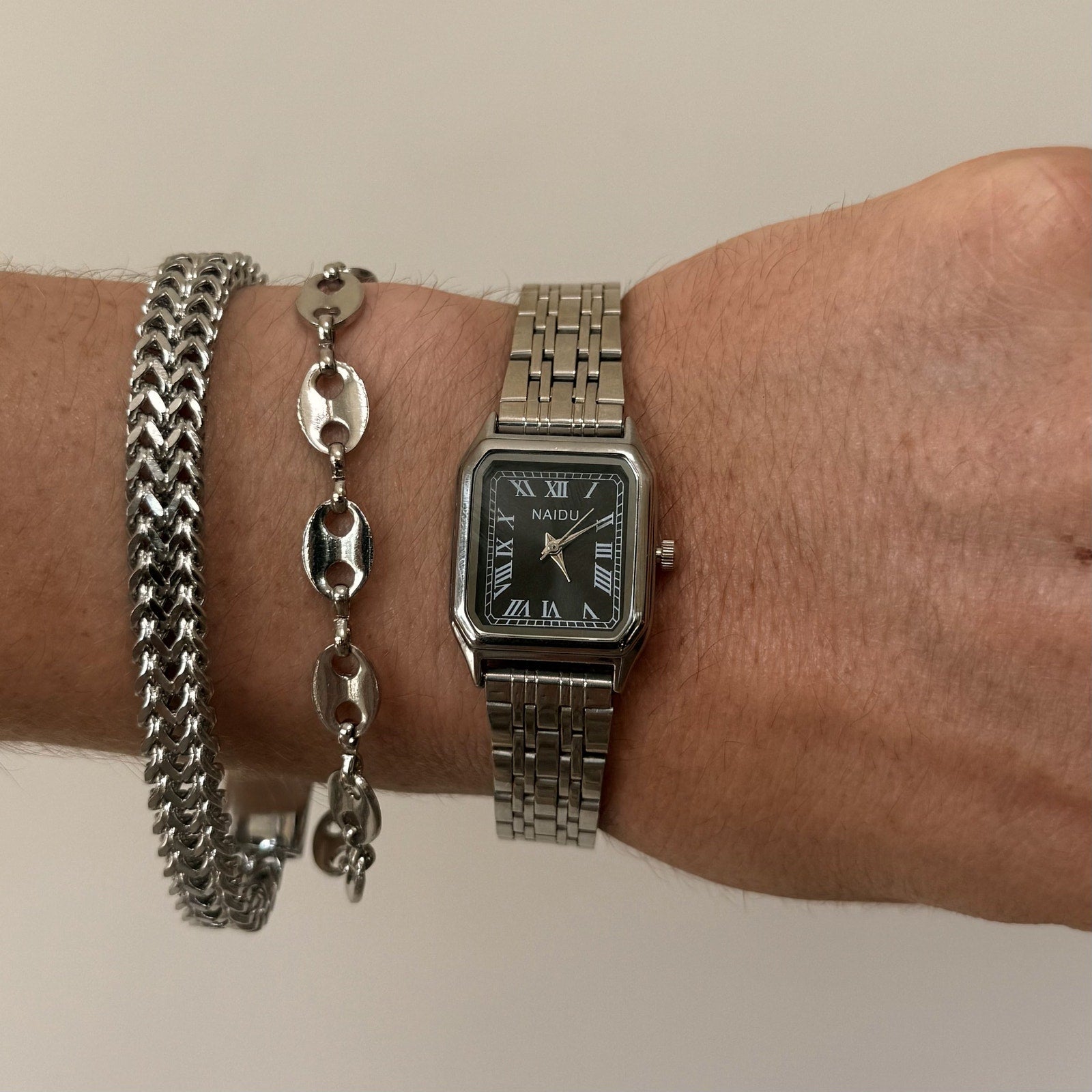 Square Black Dial Watch