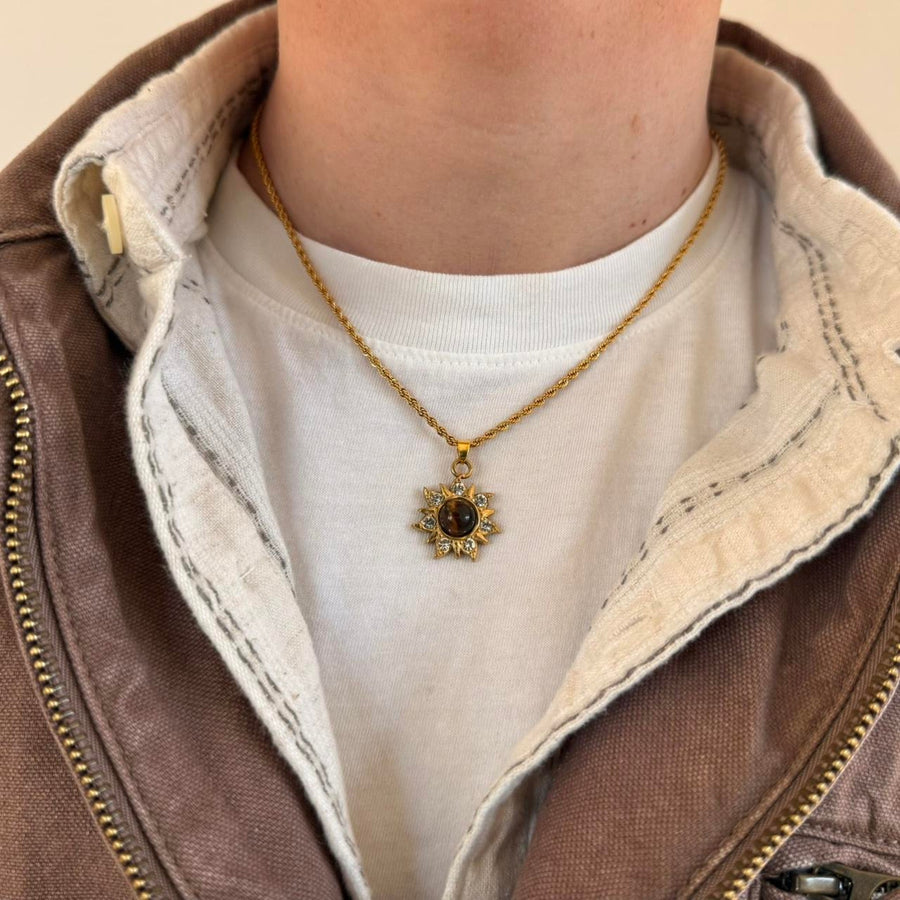 Gold Sunflower Pendant Necklace