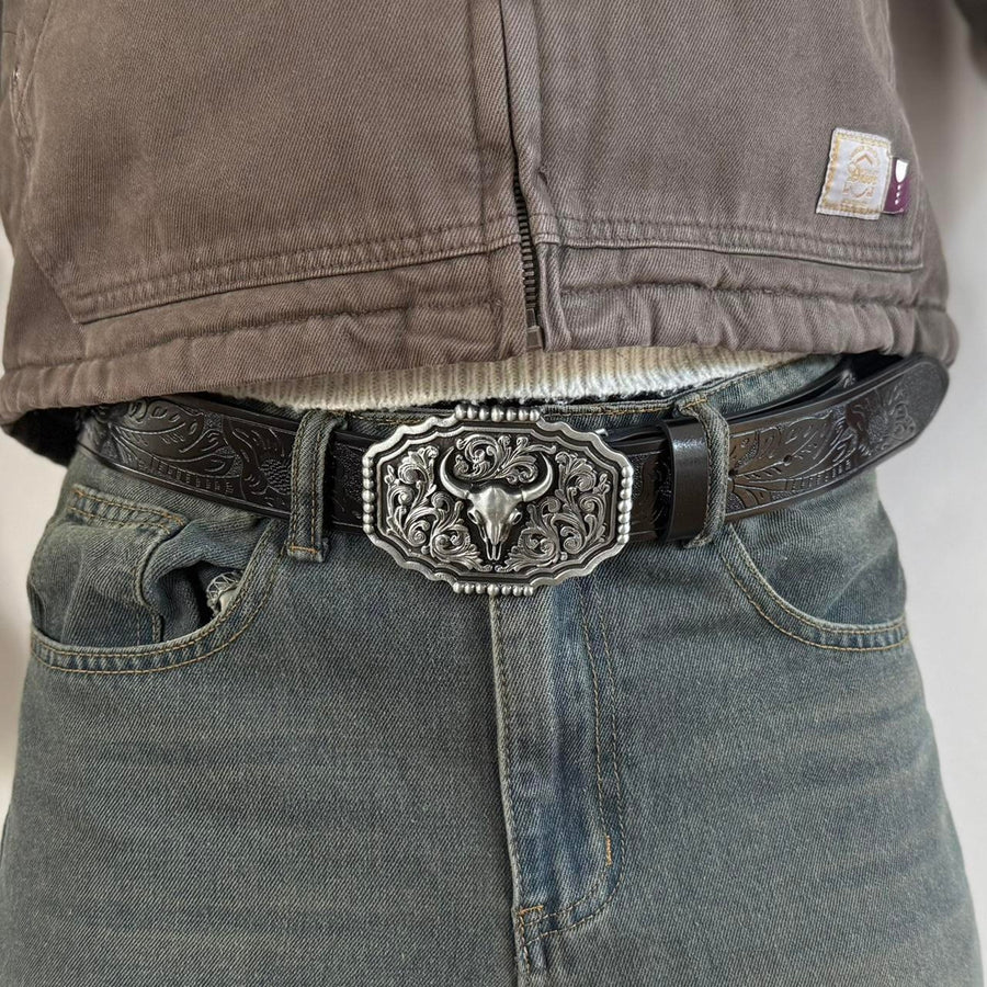 Black Ram Skull Belt