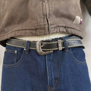Black Studded Western Buckle Belt