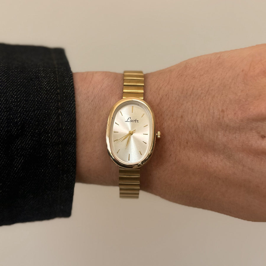 Gold Oval Quartz Watch