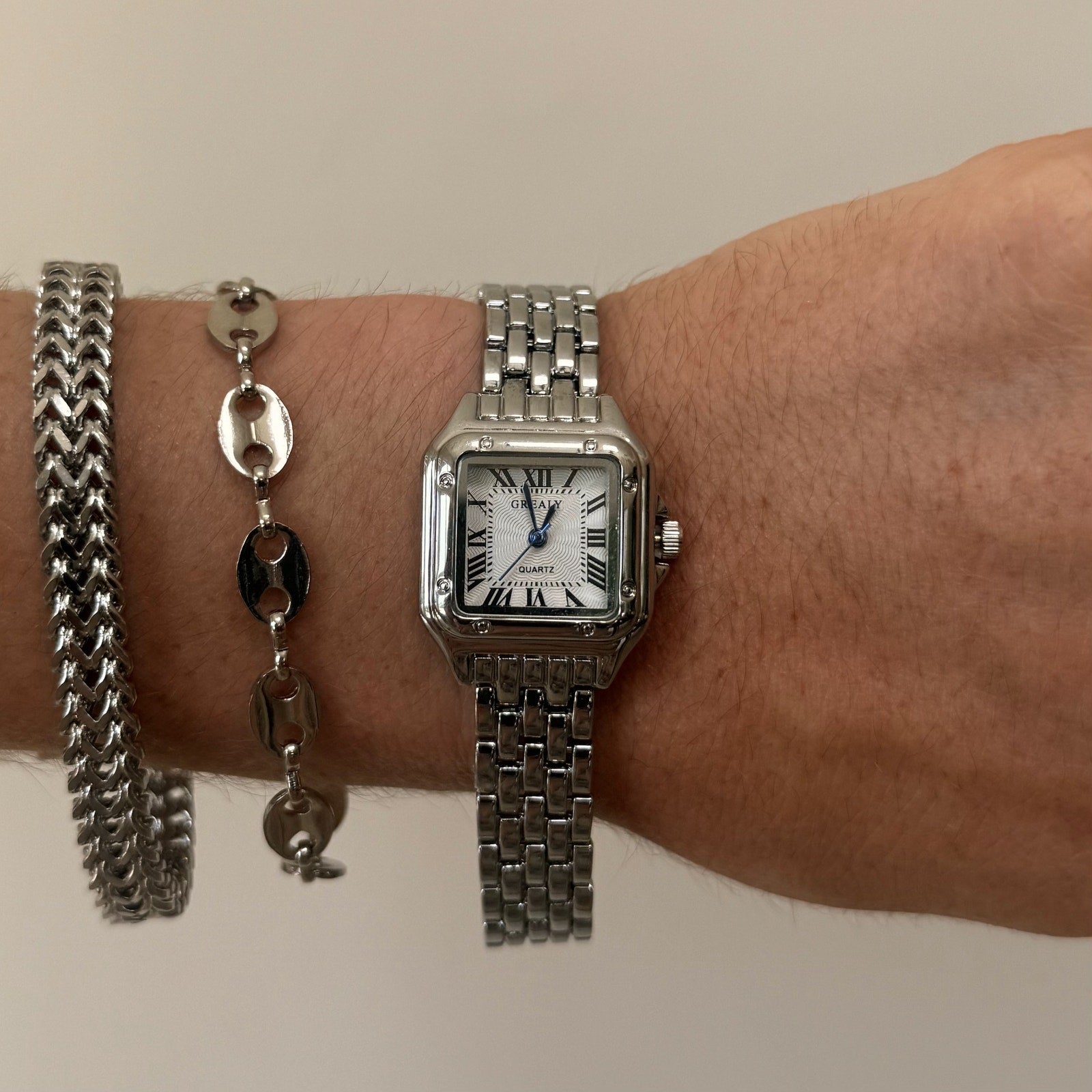 Square Silver Watch