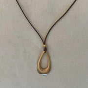 2000s Gold Pendant Leather Necklace – Unisex, Brand New
