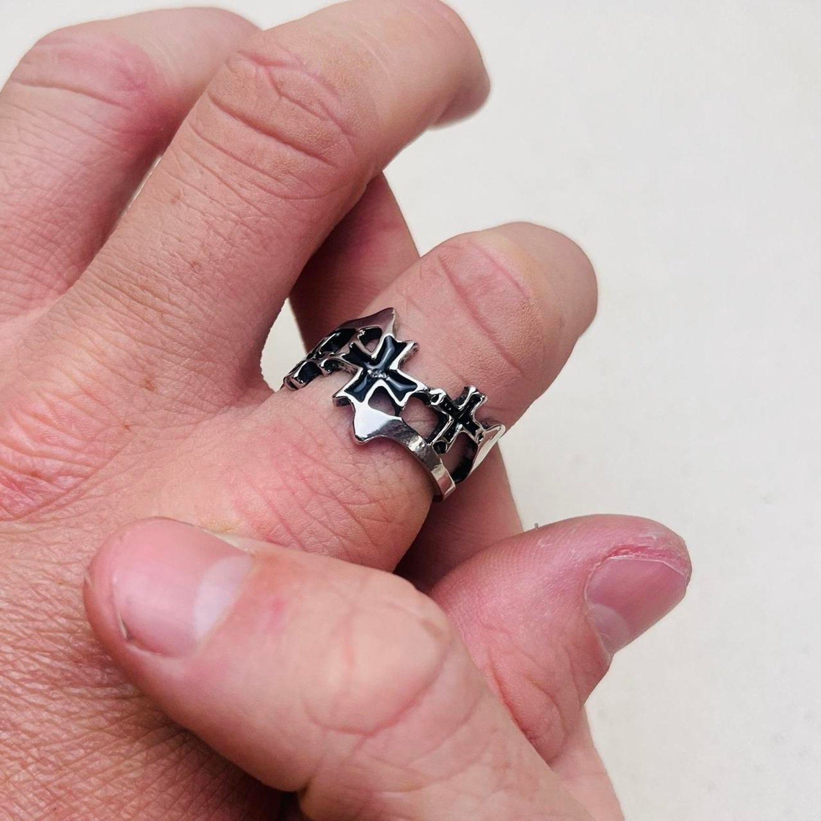 Silver Star Cross Ring