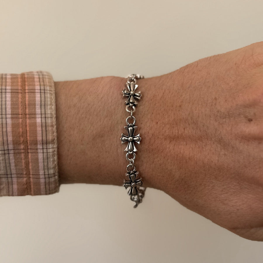 Silver Cross Link Bracelet