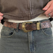 Brown Tooled Western Belt