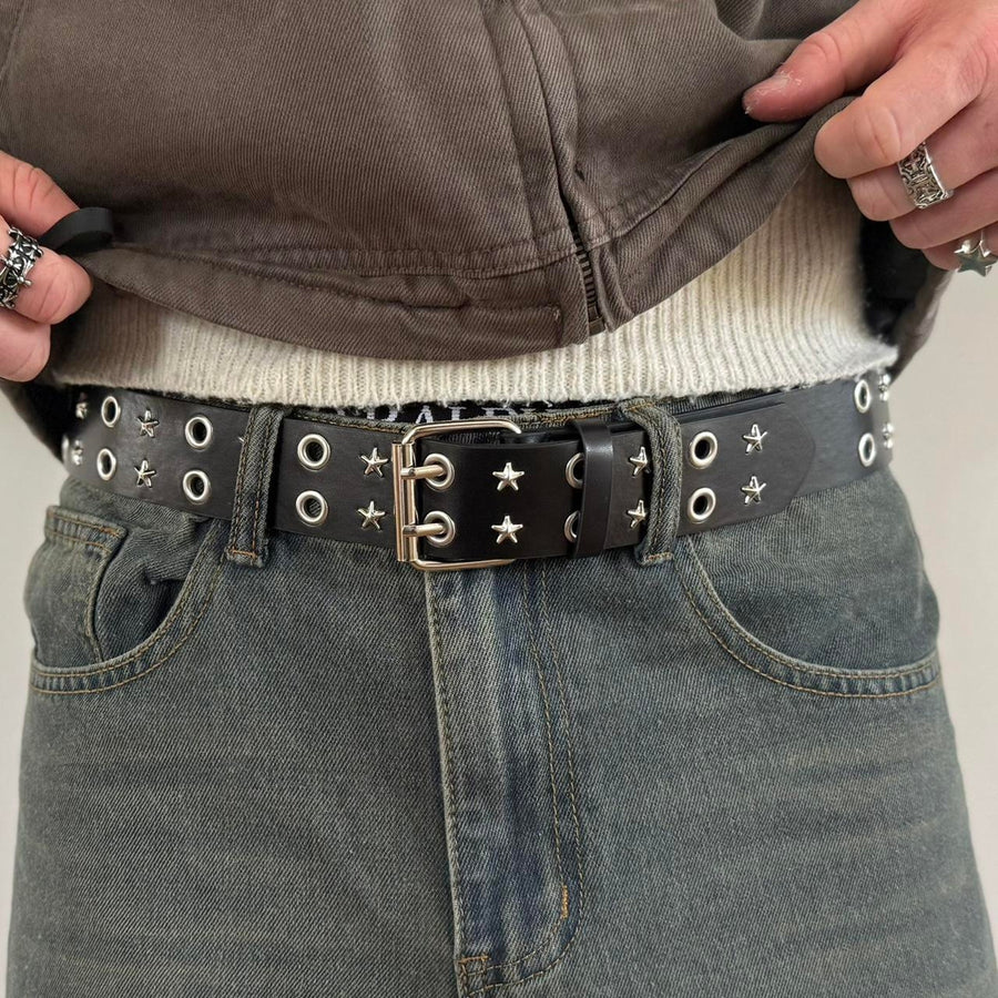 Black Grommet Star Belt