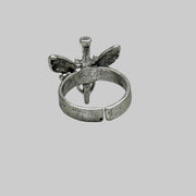 Silver Dragonfly Ring