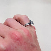 Silver Double Star Ring