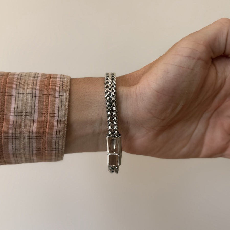 Silver Mesh Chain Magnetic Bracelet