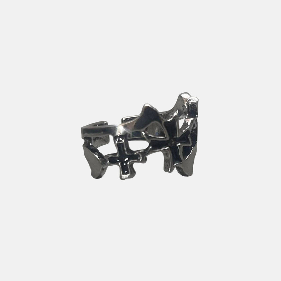 Silver Star Cross Ring