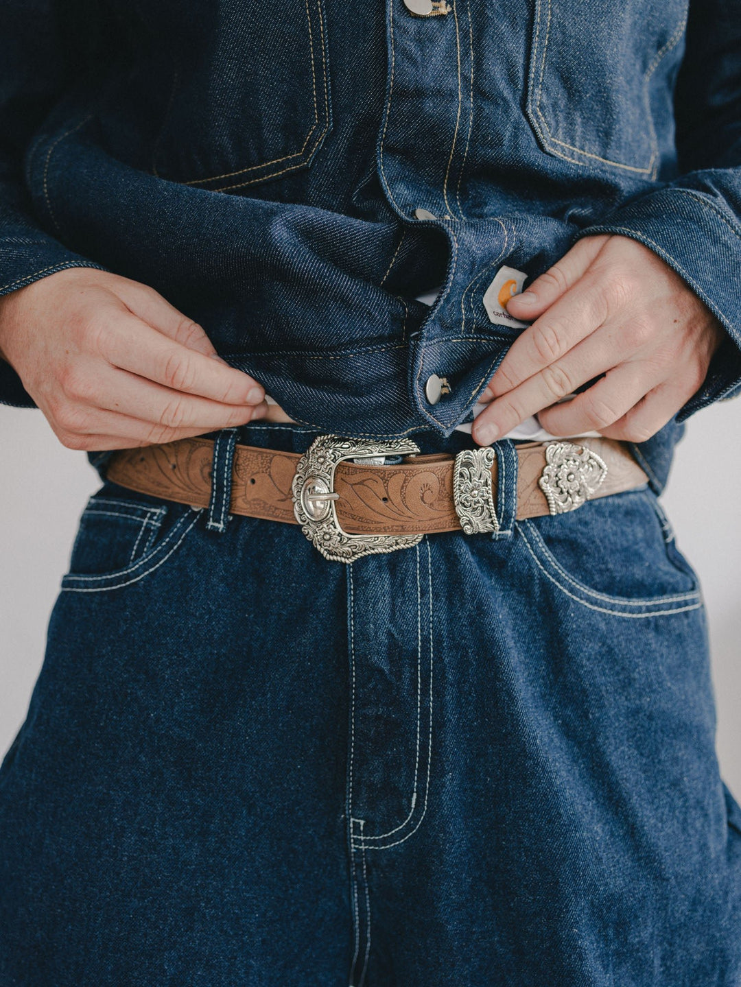 Brown Engraved Western Belt - Rynor