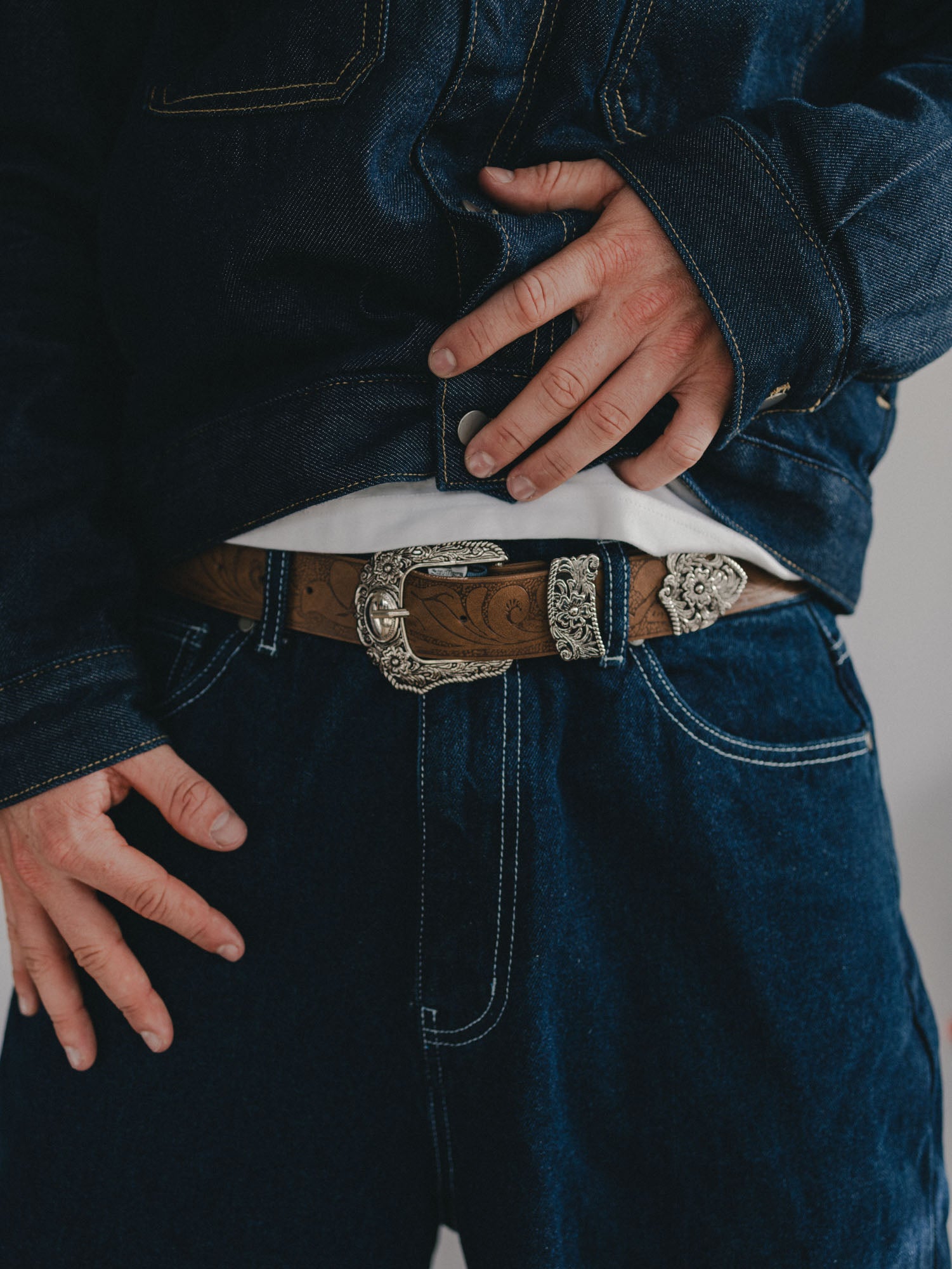 Brown Engraved Western Belt - Rynor