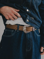 Brown Engraved Western Belt - Rynor