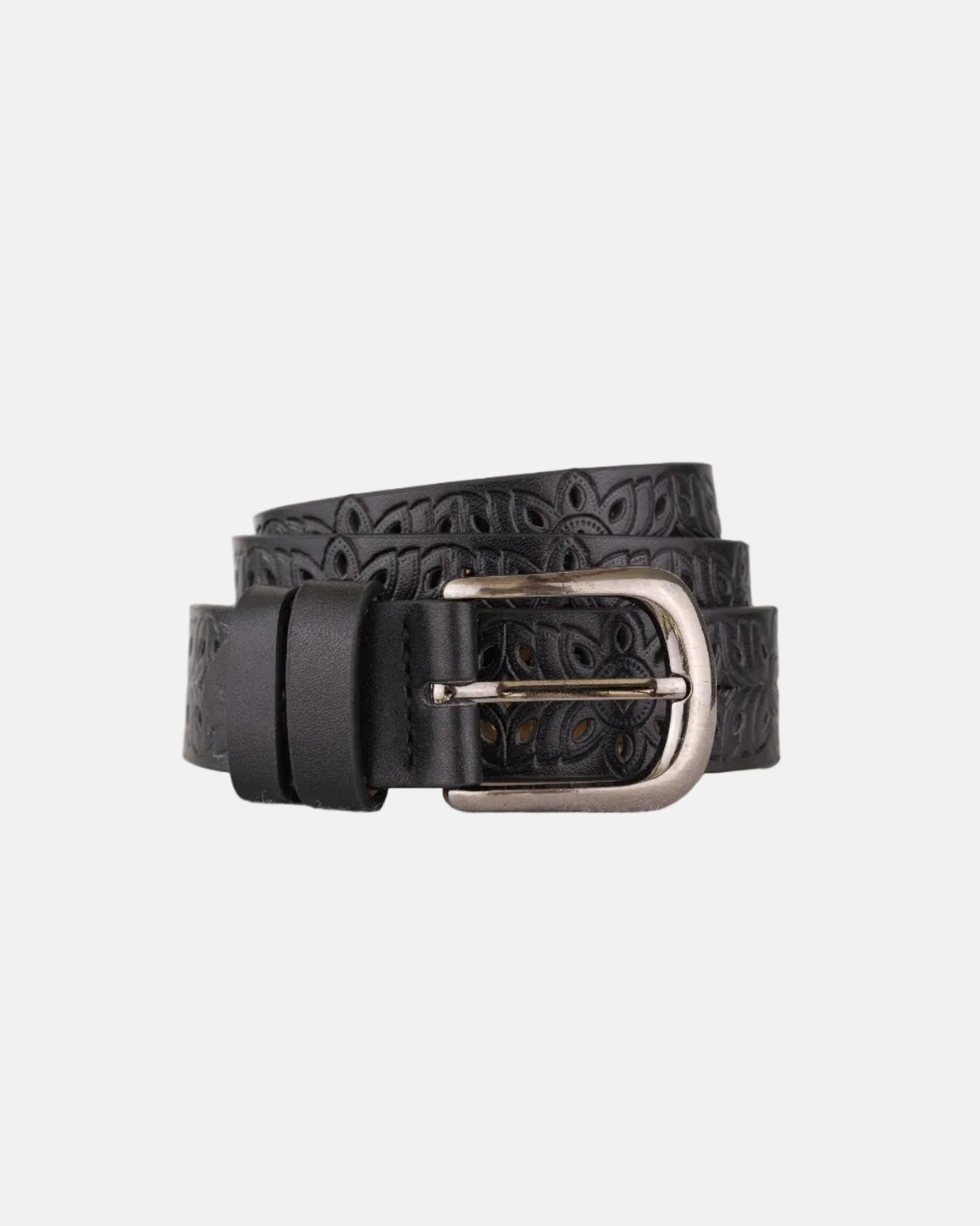 Black Embossed Leather Belt - Rynor