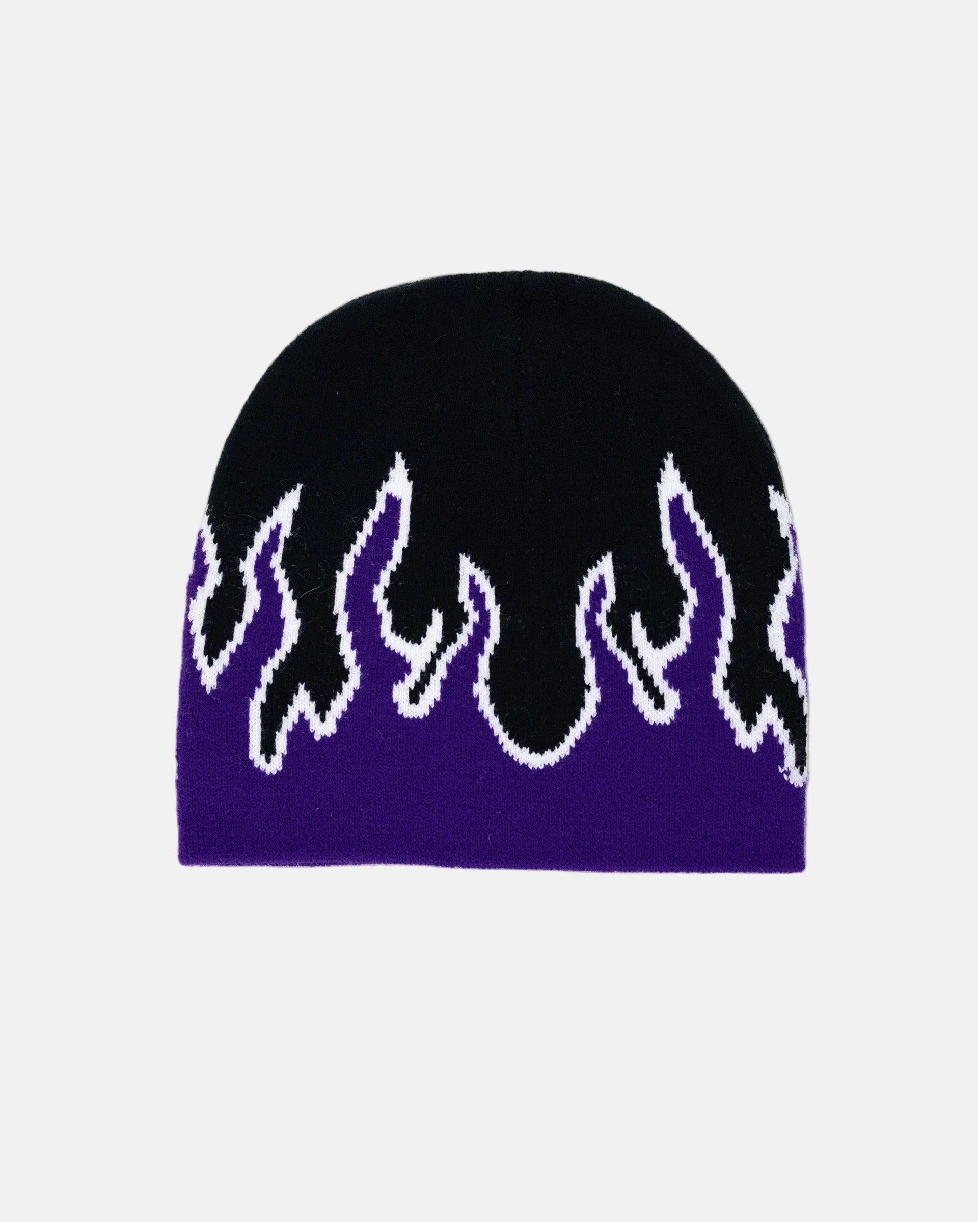 grunge gothic punk flame black and purple beanie - Rynor