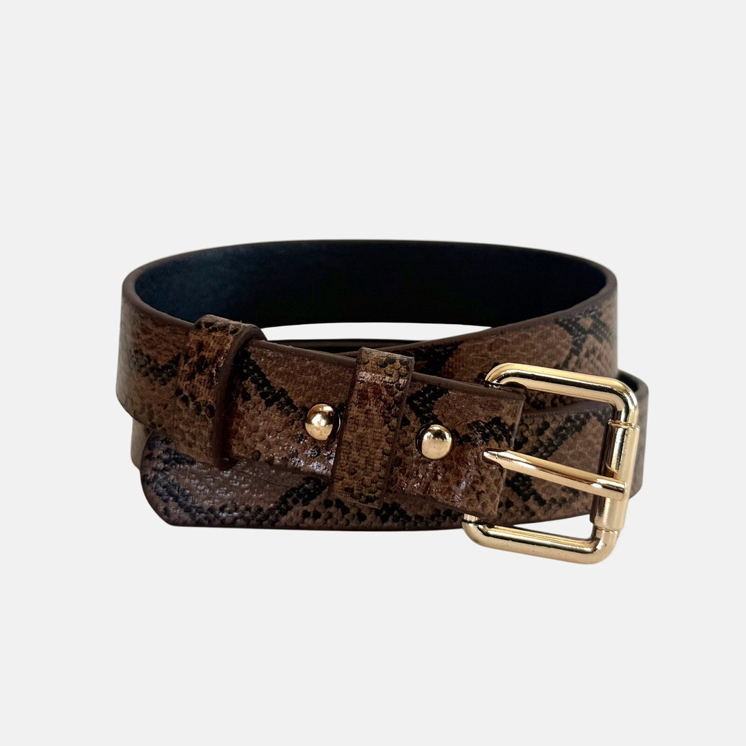Brown Snakeskin Print Belt - Rynor