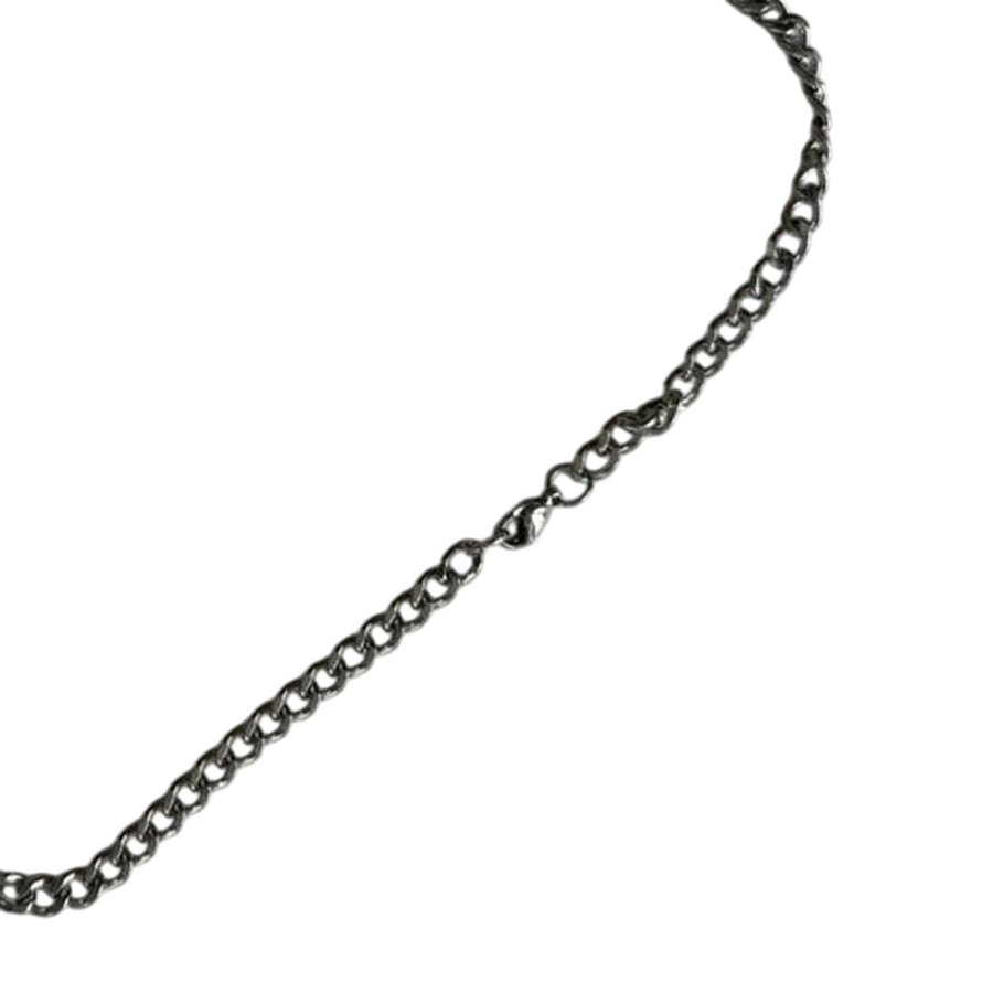 Silver Tone Curb Chain Necklace