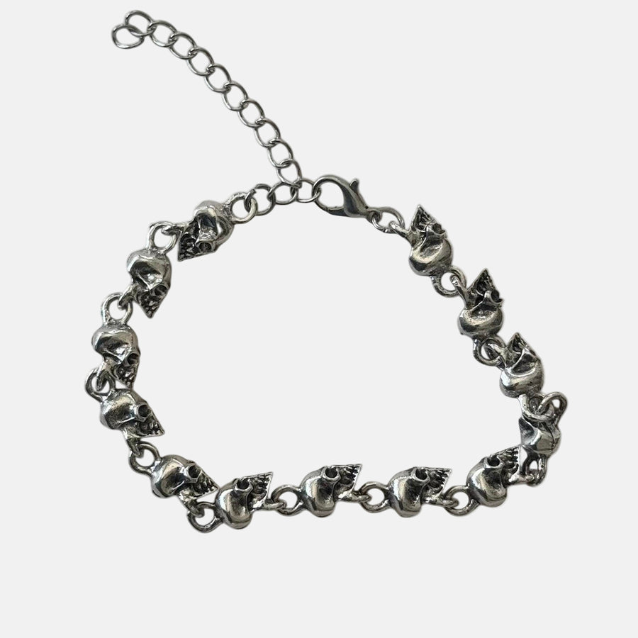 Silver Skull Link Bracelet
