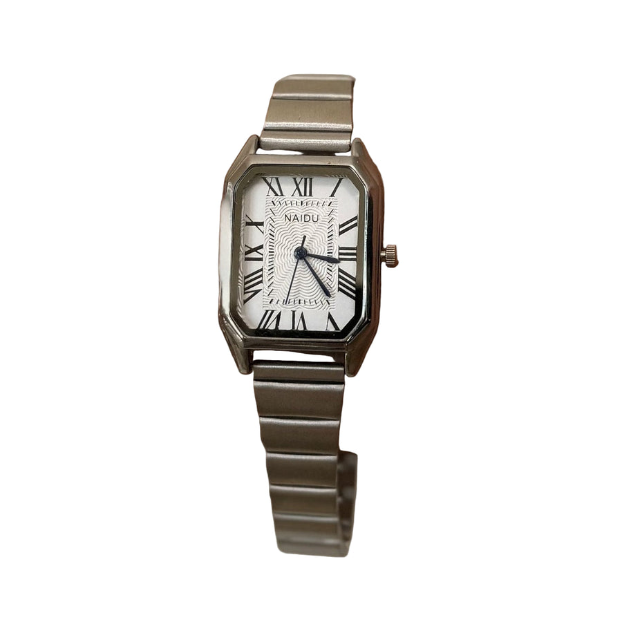 Square White Dial Stretch Watch