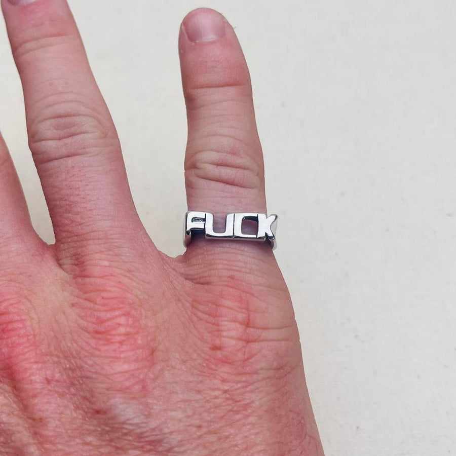Silver Text Statement Ring