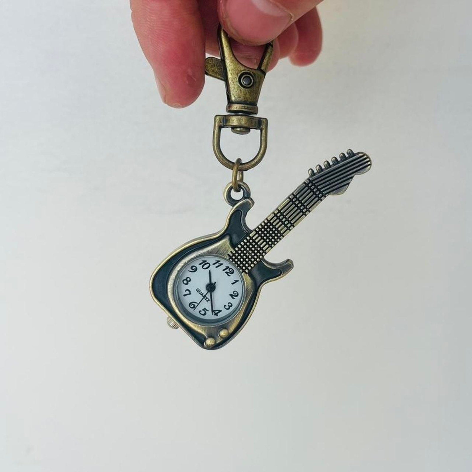 Guitar Clock Keychain