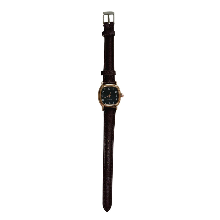 Black Dial Leather Watch