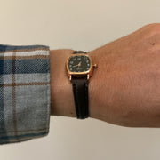 Black Dial Leather Watch