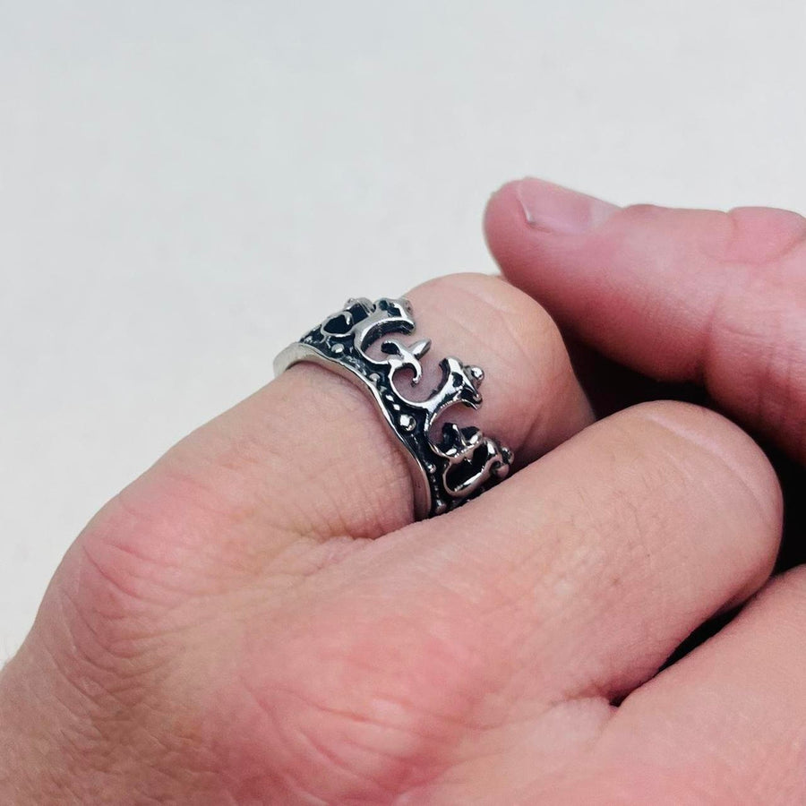 Silver Gothic Crown Ring