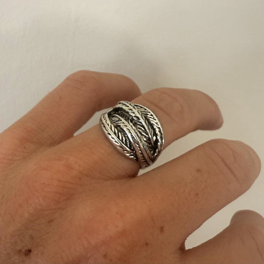 Silver Textured Wrap Ring