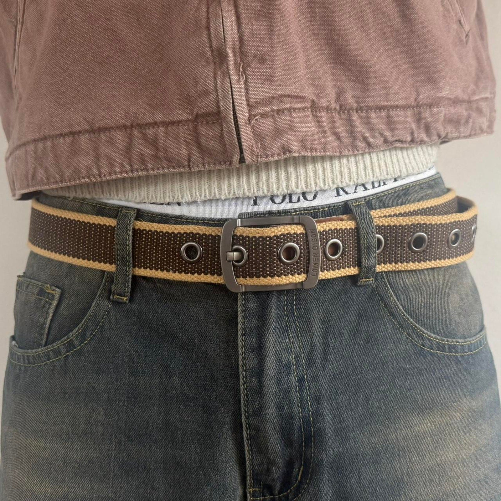 Brown Canvas Buckle Belt