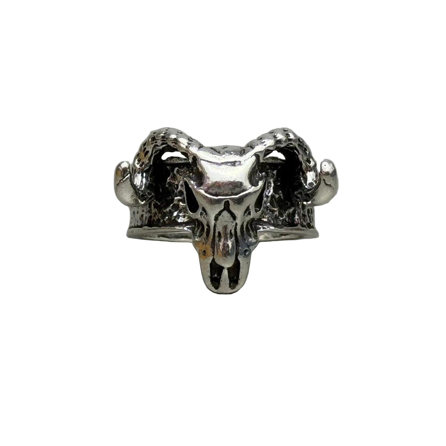 Silver Bull Skull Ring